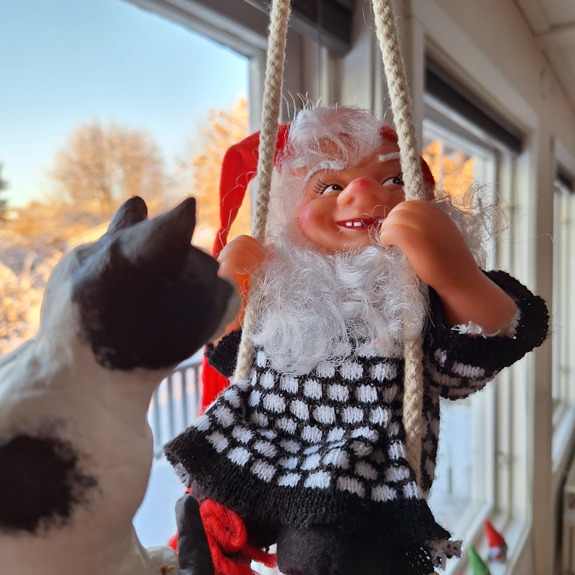 Katten träffar en tomte.