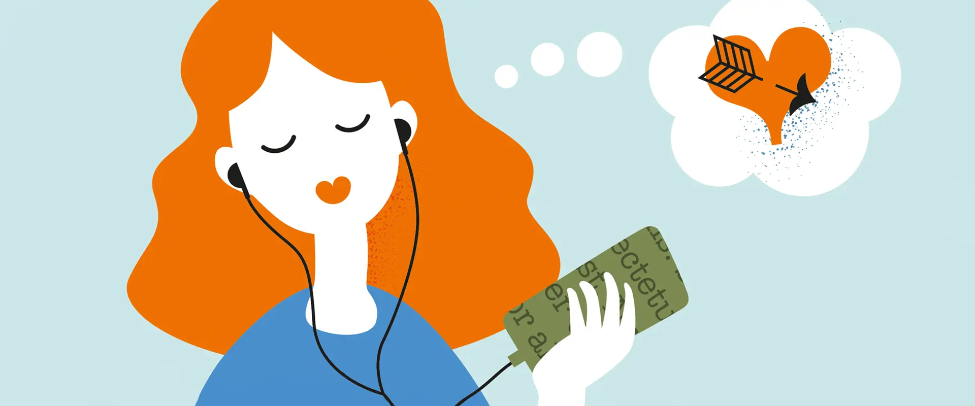 Tjej lyssnar på en ljudbok.