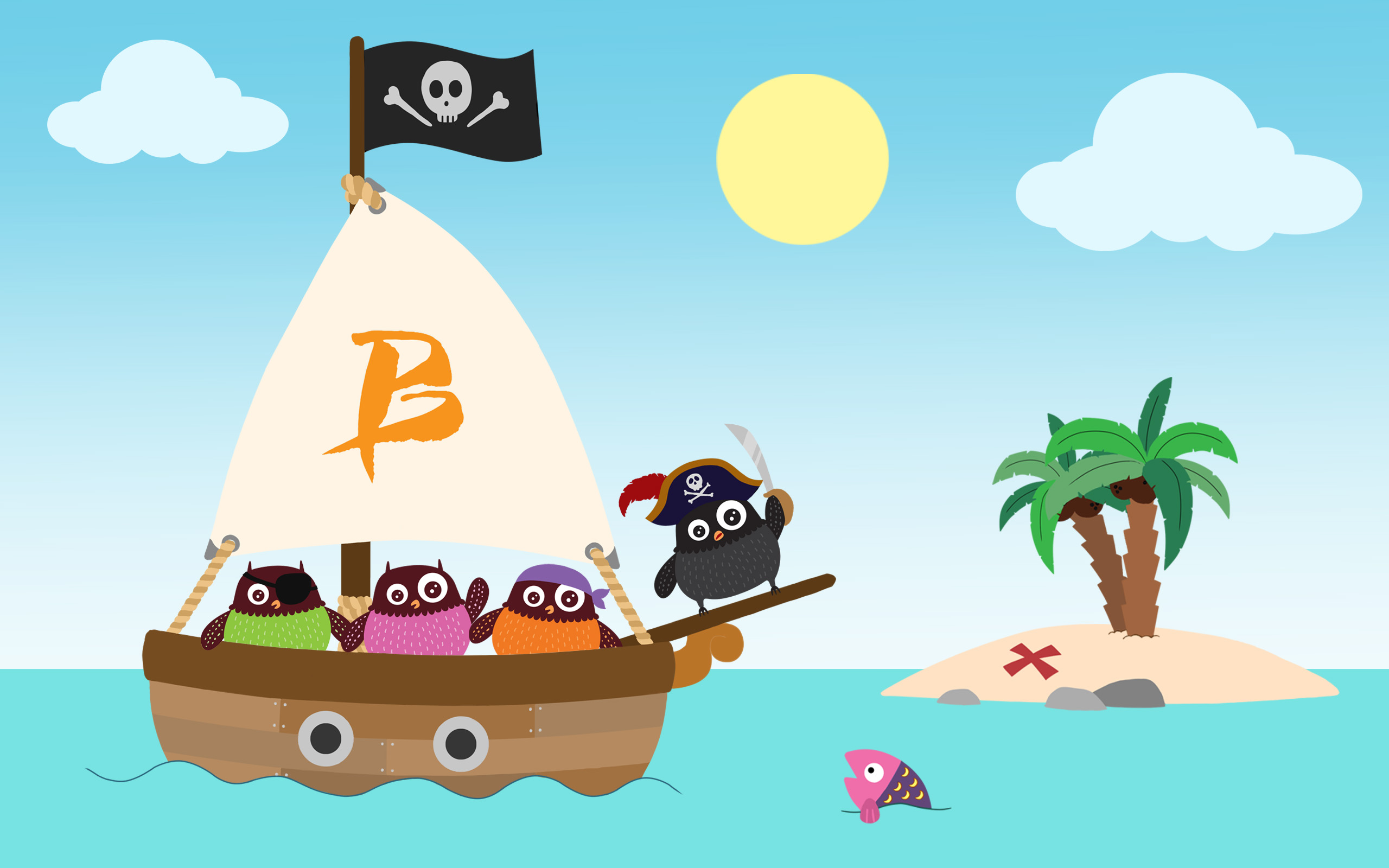 Polarugglor ute på skattjakt på ett piratskepp.