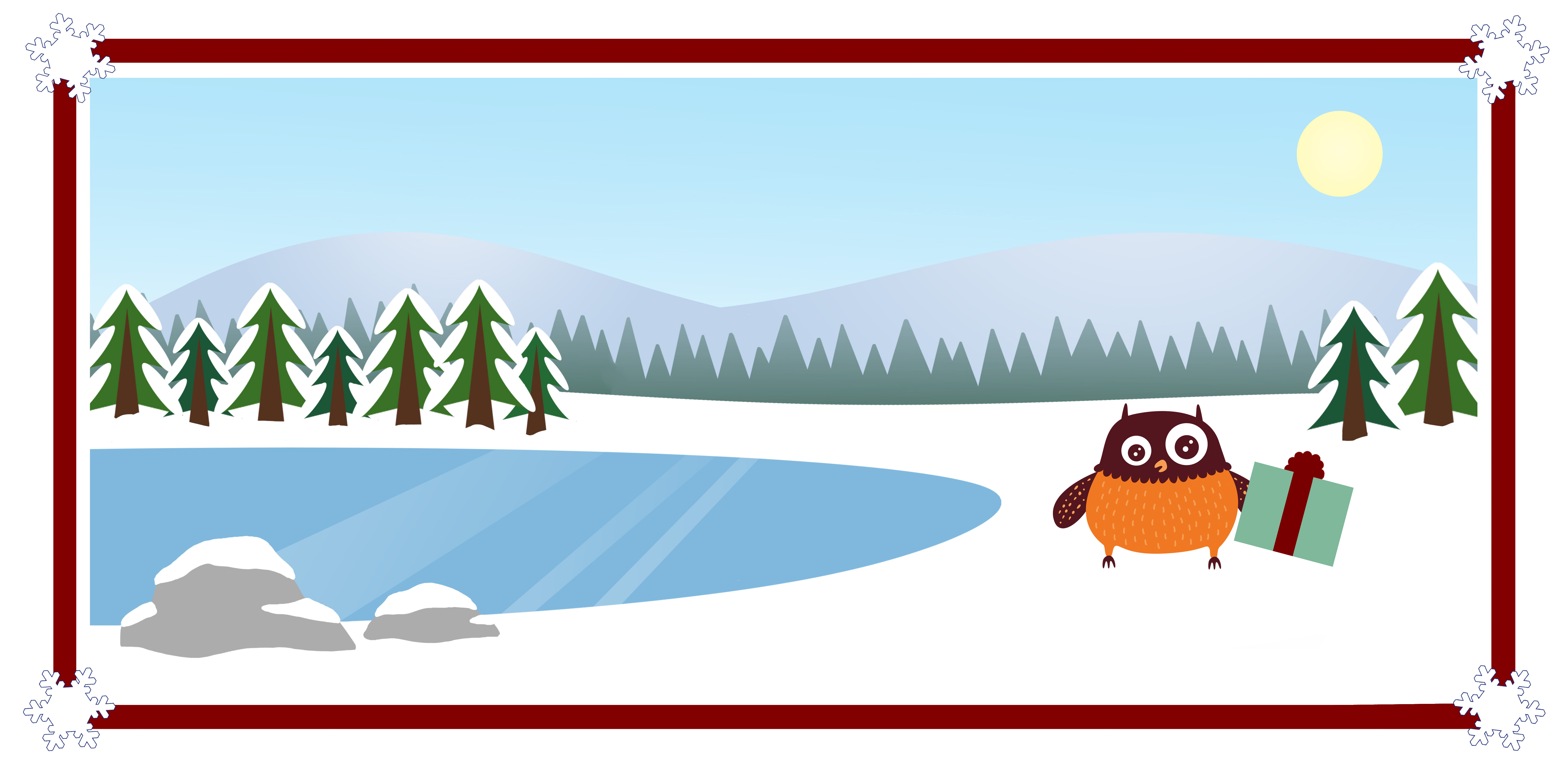 Polarugglan vid den frusna sjön.