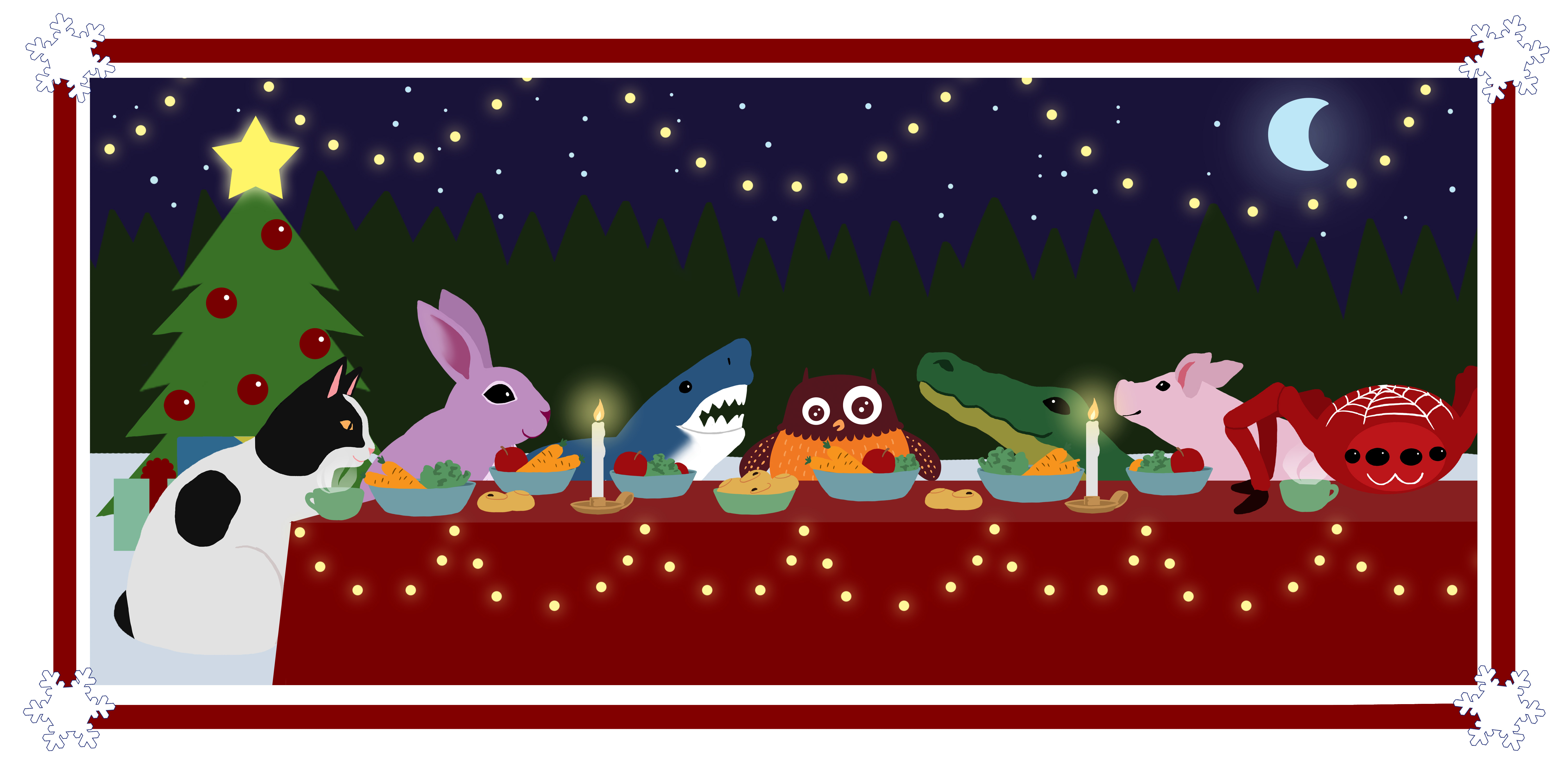 Polarugglan har julfest med sina vänner.