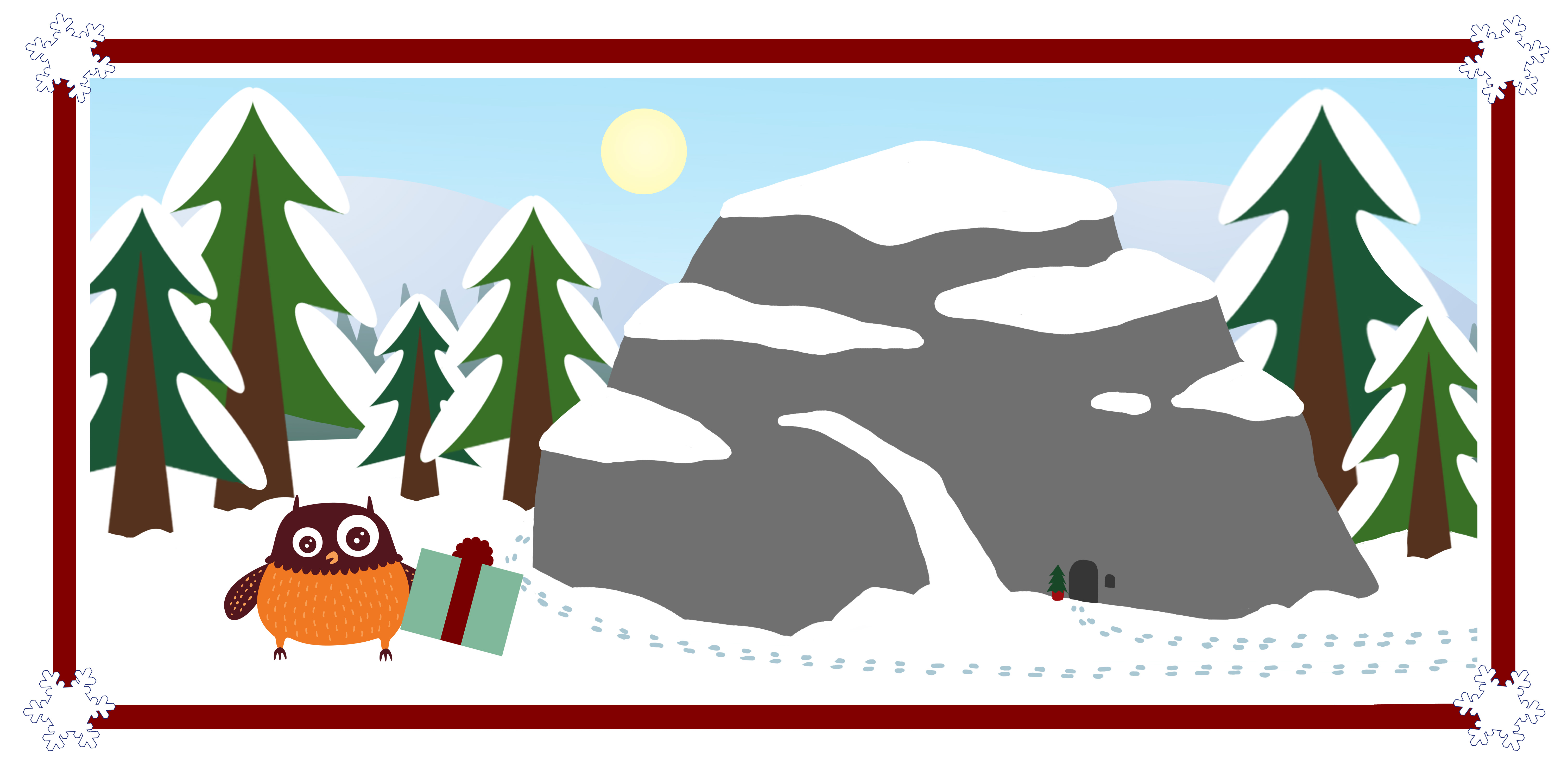 Polarugglan vid den stora stenen i skogen.