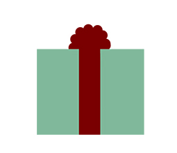 En grön julklapp med rött snöre.