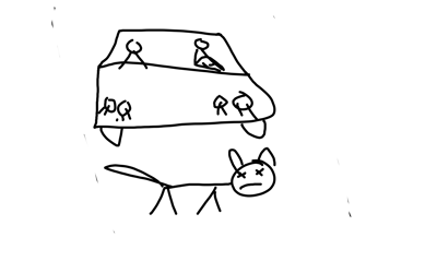 en katt påkörd av en arg polis 